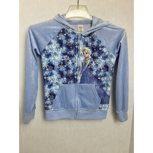 Disney Frozen Blue Velvet Hoodie Girl Size 7